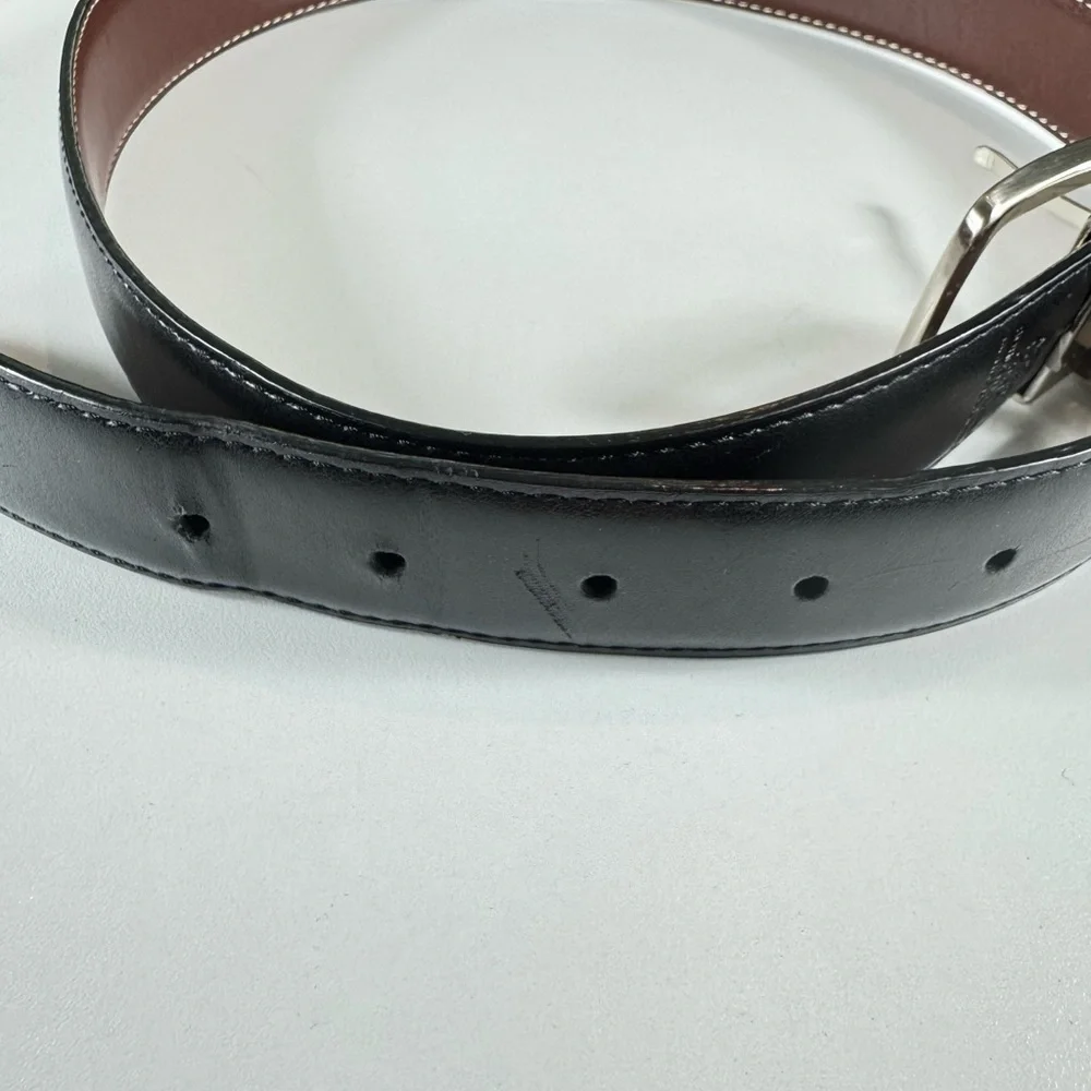 AG Adriano Goldschmied Leather Reversible Belt with Silver Buckle